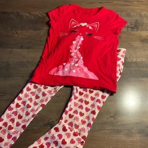 Girls Valentine’s Day T-shirt and leggings